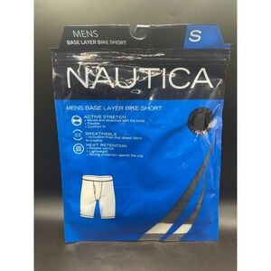 Nautica Mens Base Layer Bike Short Black Compression Small NIB Active Stretch